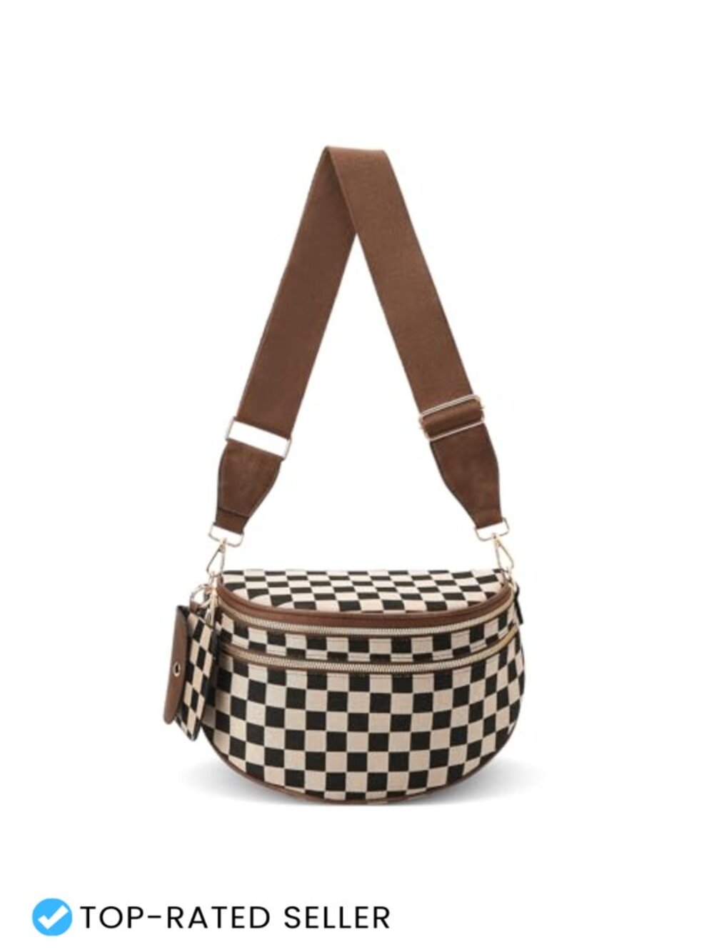 Checkered Crossbody Bum Bag Large Fanny Pack Adjustable Strap